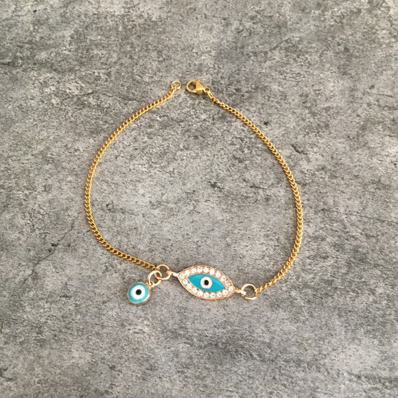 Evil Eye 🧿 Anklet Stainless Steel Gold Plated 🧿 - Picture 4 of 7